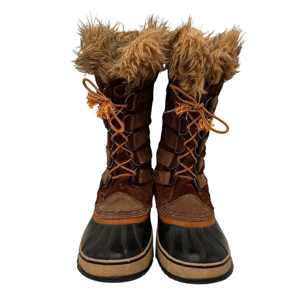 Sorel Women's Brown Joan of Arctic Leather Snow Boots Size 9